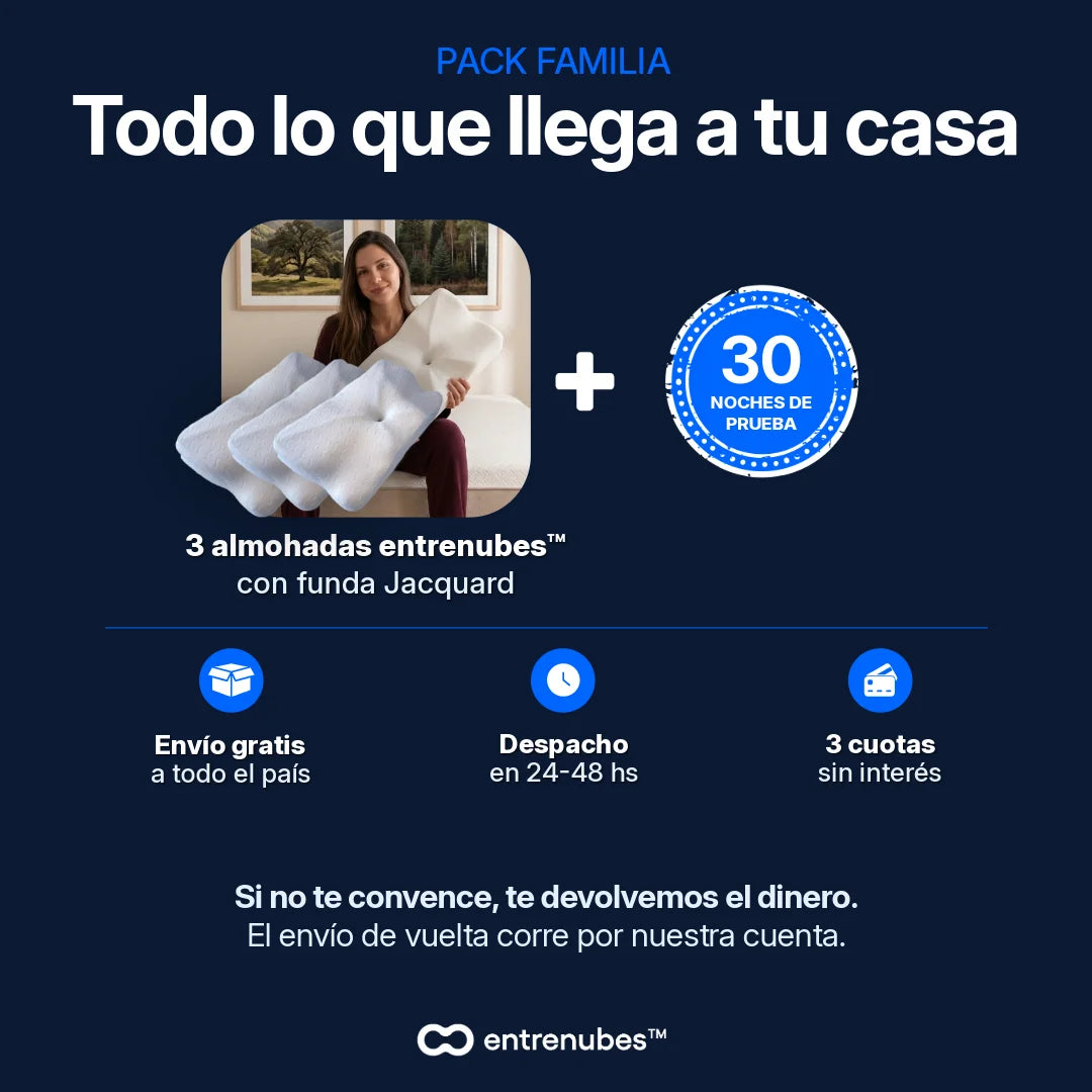 Qué recibís – pack 3: tres almohadas entrenubes y KneePro